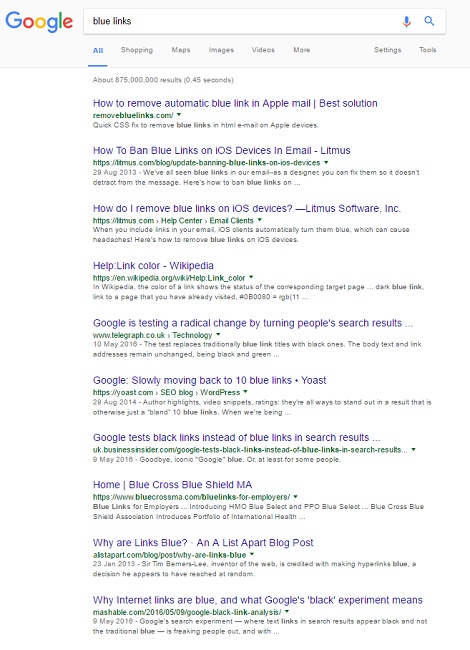 Ten Blue Links SERP