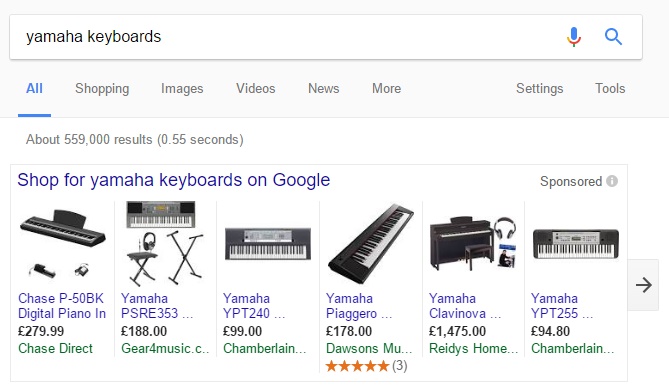 Keyboard Shopping Results
