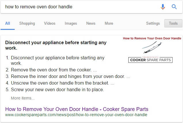 Numbered list snippet - How to remove your oven door handle