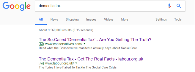 Dementia Tax Rivals