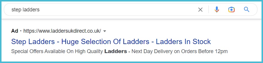 PPC Google ad