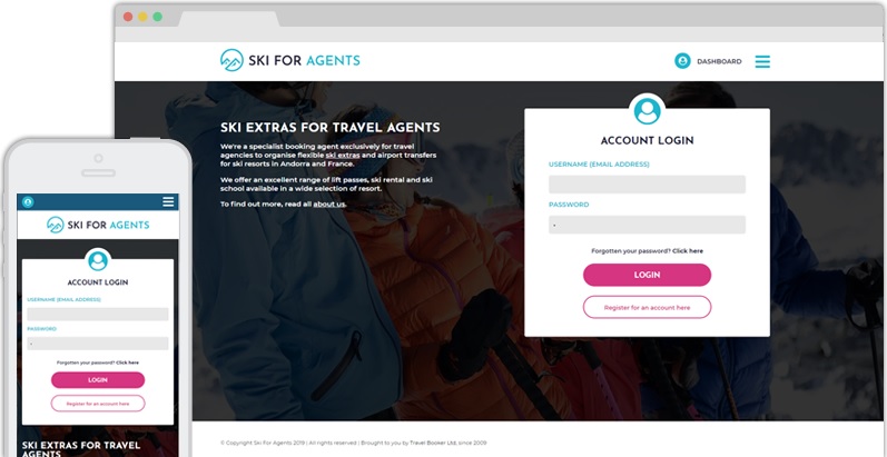 Ski Website for Travel Agents
