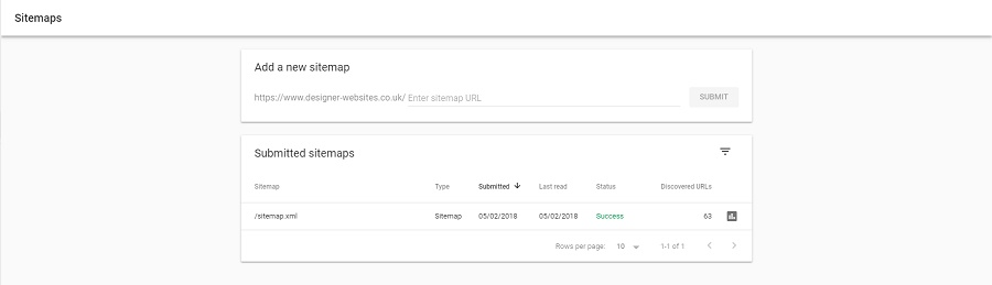 Search Console Sitemaps Report
